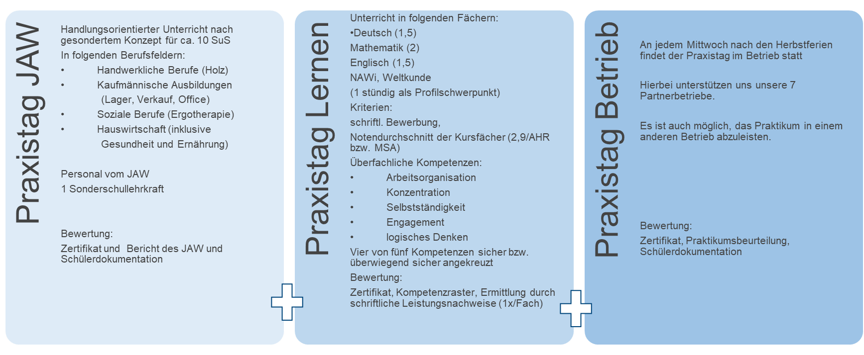 Eine grafische Übersicht der Inhalte der Praxistage.